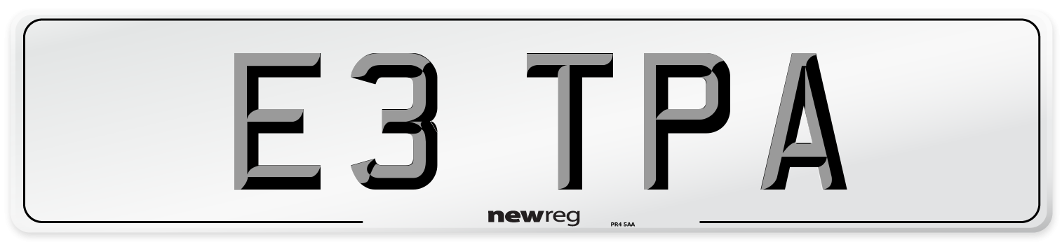 E3 TPA Number Plate from New Reg